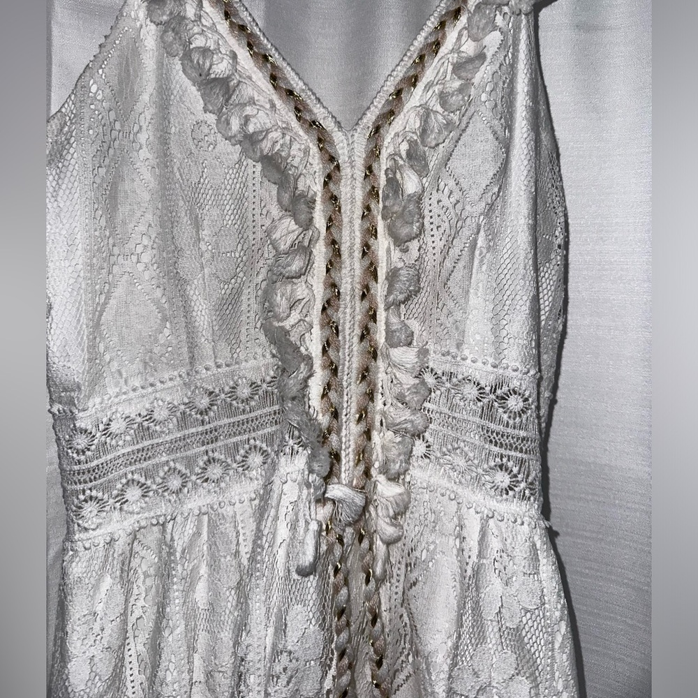 🤍High Low White/gold accents Boho Dress for Women🤍